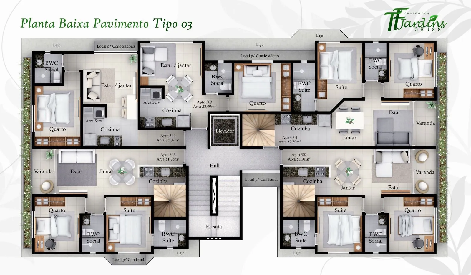 APARTAMENTOS À VENDA NOS BANCÁRIOS – JOÃO PESSOA/PB - TF JARDINS 3 RUAS RESIDENCE - imagem 9